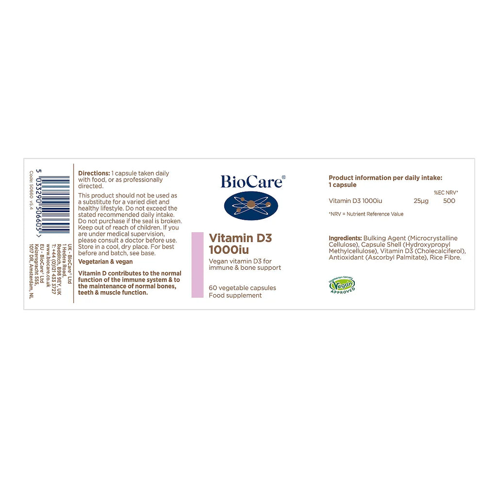 Biocare Vitamin D3 1000iu