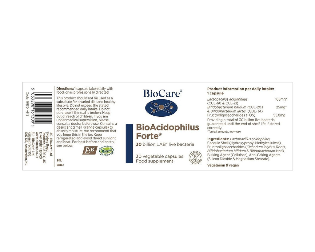 BioCare BioAcidophilus Forte 30 Billion Probiotic
