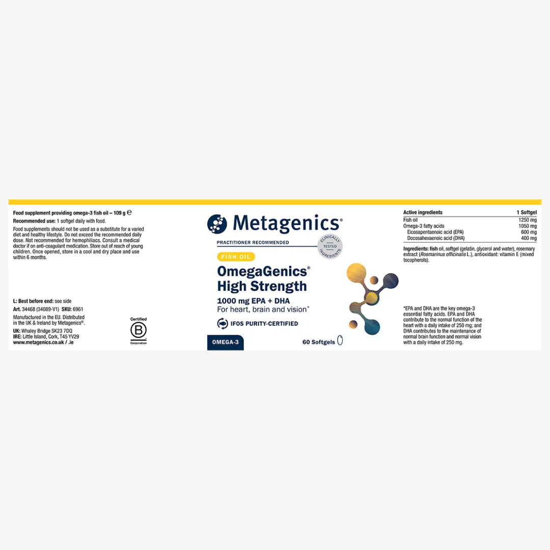 Metagenics OmegaGenics® High Strength Omega-3 Fish Oil Capsules